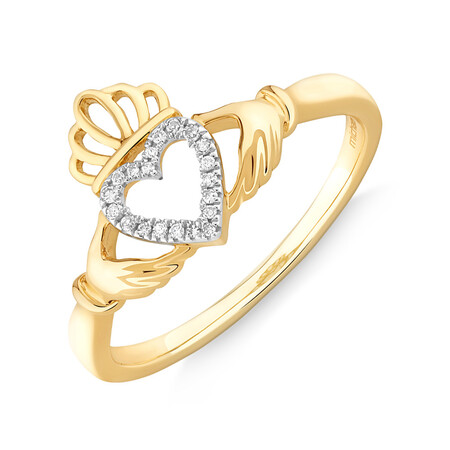 Claddagh Ring With Diamonds In 10kt Yellow Gold Claddagh Ring With Diamonds In 10kt Yellow Gold