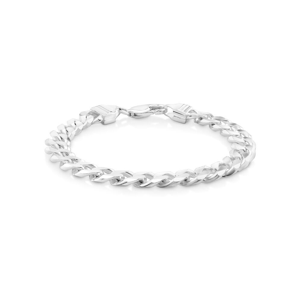 21cm 8.5 9mm Width Men s Curb Bracelet in Sterling Silver