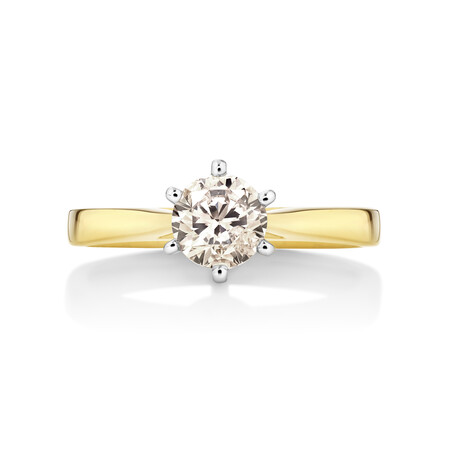 Solitaire Engagement Ring with 0.90 Carat Diamond in 14kt Yellow & White Gold Solitaire Engagement Ring with 0.90 Carat Diamond in 14kt Yellow & White Gold
