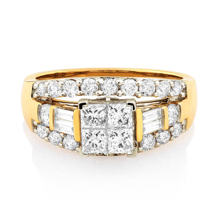 Engagement Ring with 1 3/4 Carat TW of Diamonds in 14ct Yellow & White Gold Engagement Ring with 1 3/4 Carat TW of Diamonds in 14ct Yellow & White Gold