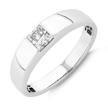 Laboratory-Created 0.50 Carat TW Diamond Men's Solitaire Ring in 14kt White Gold