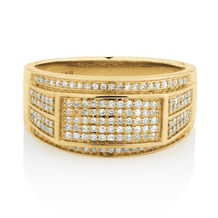 Men's Ring with 0.45 Carat TW of Diamonds in 10ct Yellow Gold Men's Ring with 0.45 Carat TW of Diamonds in 10ct Yellow Gold