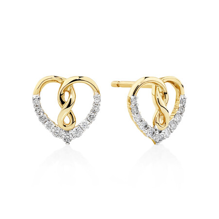 Heart Infinity Earrings With 0.20 Carat TW Of Diamonds In 10kt Yellow Gold Heart Infinity Earrings With 0.20 Carat TW Of Diamonds In 10kt Yellow Gold