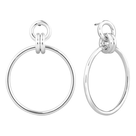Drop Hoop Earrings in Sterling Silver Drop Hoop Earrings in Sterling Silver