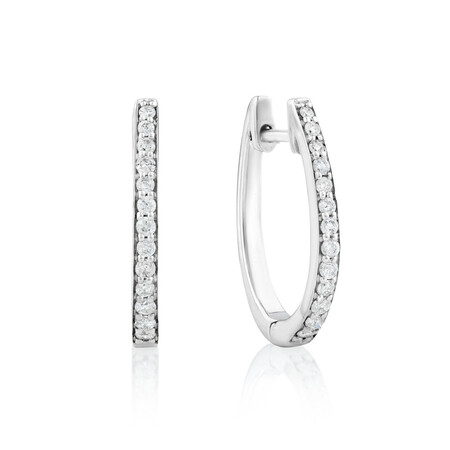 Huggie Earrings With 0.25 Carat TW of Diamonds In Sterling Silver Huggie Earrings With 0.25 Carat TW of Diamonds In Sterling Silver