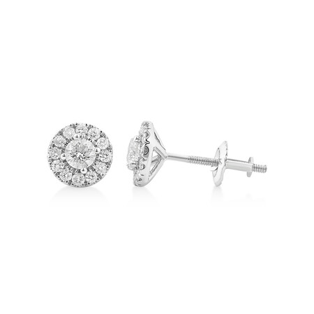 Dainty Halo Earrings with 0.50 Carat TW of Diamonds in 14kt White Gold Dainty Halo Earrings with 0.50 Carat TW of Diamonds in 14kt White Gold