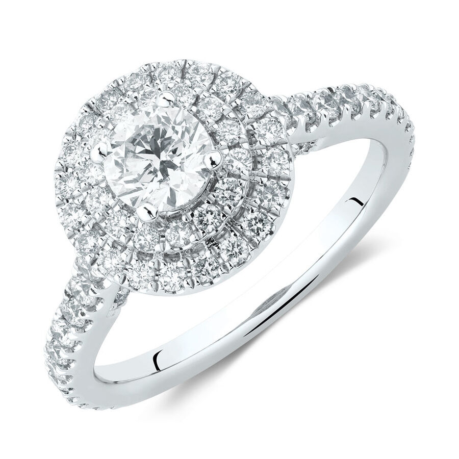 Sir Michael Hill Designer Double Halo Engagement Ring with 1 1/5 Carat