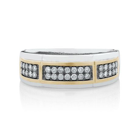 Men's Ring with 0.38 Carat TW of Brown Diamonds in 10ct White & Yellow Gold Men's Ring with 0.38 Carat TW of Brown Diamonds in 10ct White & Yellow Gold