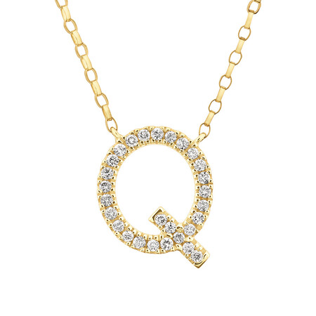 "Q" Initial Necklace with 0.10 Carat TW of Diamonds in 10kt Yellow Gold "Q" Initial Necklace with 0.10 Carat TW of Diamonds in 10kt Yellow Gold