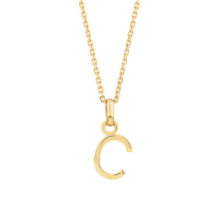 "C" Initial Pendant with Chain in 10kt Yellow Gold