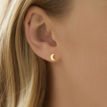 Moon Stud Earrings in 10ct Yellow Gold Moon Stud Earrings in 10ct Yellow Gold