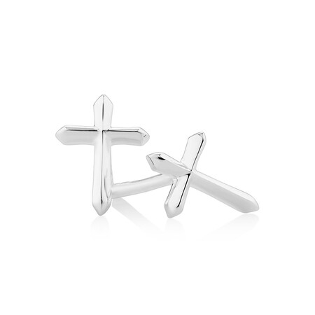 Cross Stud Earrings In Sterling Silver Cross Stud Earrings In Sterling Silver