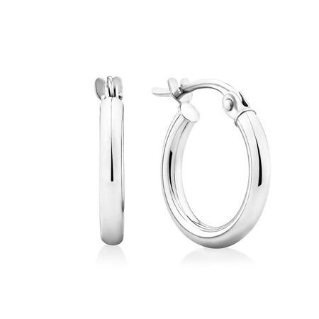 14mm Hoop Earrings in 10ct White Gold 14mm Hoop Earrings in 10ct White Gold