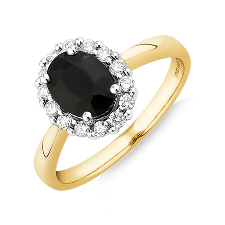 Ring with Sapphire & 0.25 Carat TW of Diamonds in 10kt Yellow & White Gold Ring with Sapphire & 0.25 Carat TW of Diamonds in 10kt Yellow & White Gold