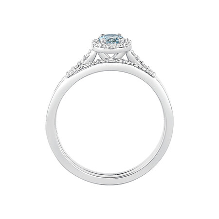 Evermore Bridal Set with Aquamarine & 0.20 Carat TW of Diamonds in 10ct White Gold Evermore Bridal Set with Aquamarine & 0.20 Carat TW of Diamonds in 10ct White Gold