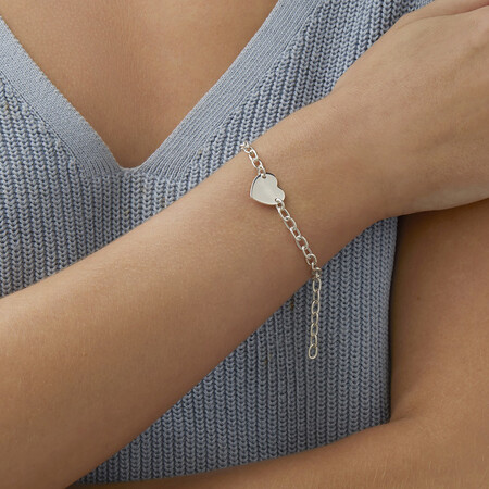 19cm (7.5") Heart Disc Bracelet in Sterling Silver 19cm (7.5") Heart Disc Bracelet in Sterling Silver