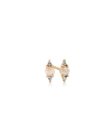 Stud Earrings with Opal & Diamonds in 10kt Yellow Gold Stud Earrings with Opal & Diamonds in 10kt Yellow Gold