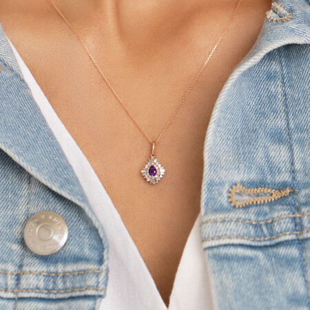 Ballerina Pendant with Amethyst & 0.25 Carat TW of Diamonds in 10ct Rose Gold Ballerina Pendant with Amethyst & 0.25 Carat TW of Diamonds in 10ct Rose Gold