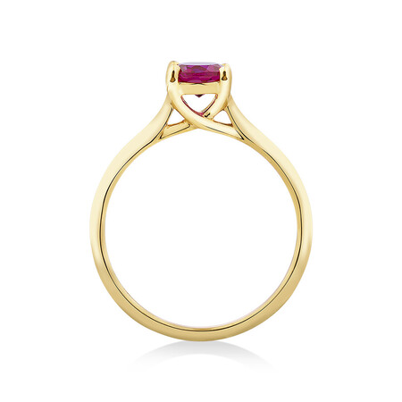 Ring with Laboratory Created Ruby in 10kt Yellow Gold Ring with Laboratory Created Ruby in 10kt Yellow Gold