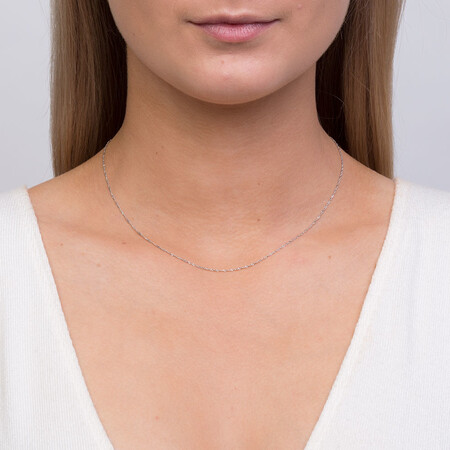 40cm (16") Hollow Singapore Chain in 10ct White Gold 40cm (16") Hollow Singapore Chain in 10ct White Gold