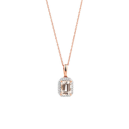 Pendant with Diamonds & Morganite in 10ct Rose Gold Pendant with Diamonds & Morganite in 10ct Rose Gold