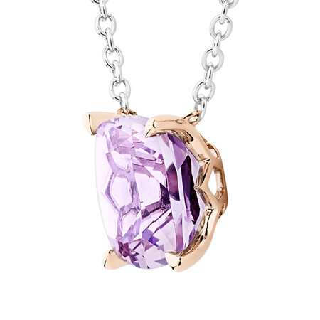 Necklace with Rose Amethyst in Sterling Silver & 10kt Rose Gold Necklace with Rose Amethyst in Sterling Silver & 10kt Rose Gold