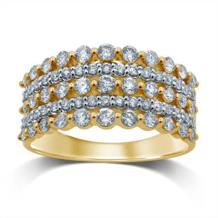 Ring with 1.00 Carat TW of Diamonds in 10ct Yellow Gold Ring with 1.00 Carat TW of Diamonds in 10ct Yellow Gold