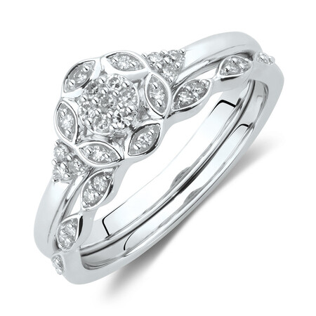Evermore Bridal Set with 0.13 Carat TW of Diamonds in 10ct White Gold