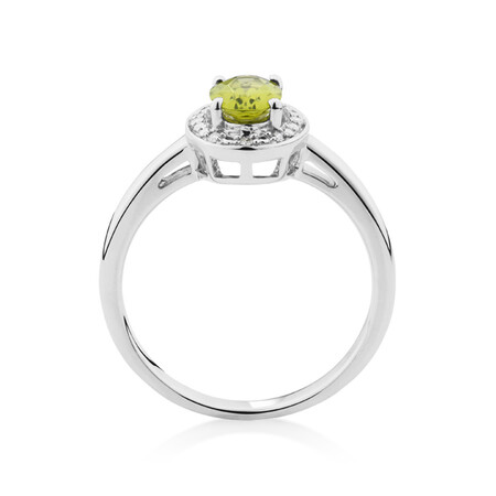 Halo Ring with Peridot & Diamonds in Sterling Silver Halo Ring with Peridot & Diamonds in Sterling Silver