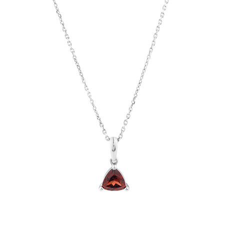 Garnet Pendant With Chain In Sterling Silver Garnet Pendant With Chain In Sterling Silver