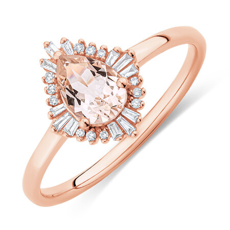 Ring with Morganite & Diamonds in 10kt Rose Gold Ring with Morganite & Diamonds in 10kt Rose Gold
