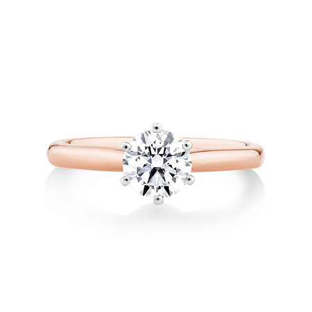 Certified Solitaire Engagement Ring with 1 Carat TW Diamond in 18ct Rose & White Gold Certified Solitaire Engagement Ring with 1 Carat TW Diamond in 18ct Rose & White Gold