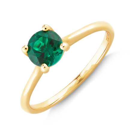 Ring with Laboratory Created Emerald in 10kt Yellow Gold Ring with Laboratory Created Emerald in 10kt Yellow Gold