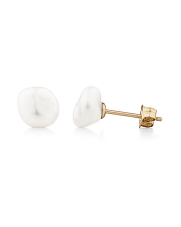 7-8mm Studs with Cultured Freshwater Baroque Pearls in 10kt Yellow Gold 7-8mm Studs with Cultured Freshwater Baroque Pearls in 10kt Yellow Gold