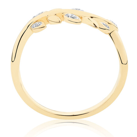 Olive Leaf Ring with Diamonds in 10ct Yellow Gold Olive Leaf Ring with Diamonds in 10ct Yellow Gold