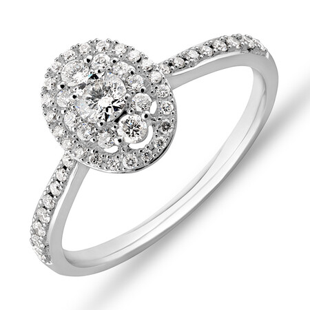 Halo Engagement Ring with 0.45 Carat TW of Diamonds in 10kt White Gold Halo Engagement Ring with 0.45 Carat TW of Diamonds in 10kt White Gold