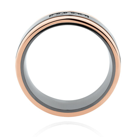 7mm Ring with Black Diamonds in 10ct Rose Gold & Black Titanium 7mm Ring with Black Diamonds in 10ct Rose Gold & Black Titanium