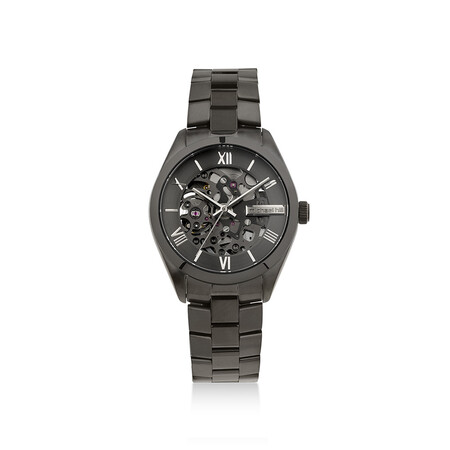 Automatic Skeleton Watch In Grey Tone Stainless Steel Automatic Skeleton Watch In Grey Tone Stainless Steel