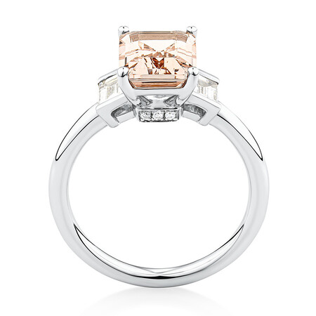 Sir Michael Hill Designer Emerald Cut Engagement Ring with Morganite & 0.48 Carat TW of Diamonds in 18kt White Gold Sir Michael Hill Designer Emerald Cut Engagement Ring with Morganite & 0.48 Carat TW of Diamonds in 18kt White Gold