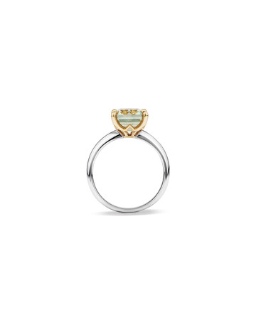 Ring with Green Amethyst in Sterling Silver & 10kt Yellow Gold Ring with Green Amethyst in Sterling Silver & 10kt Yellow Gold