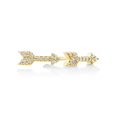 Mini Arrow Earrings with Diamonds in 10kt Yellow Gold
