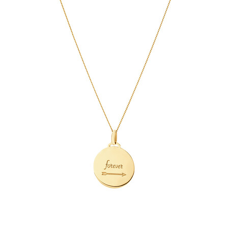 Disc Engraved Pendant in 10ct Yellow Gold Disc Engraved Pendant in 10ct Yellow Gold