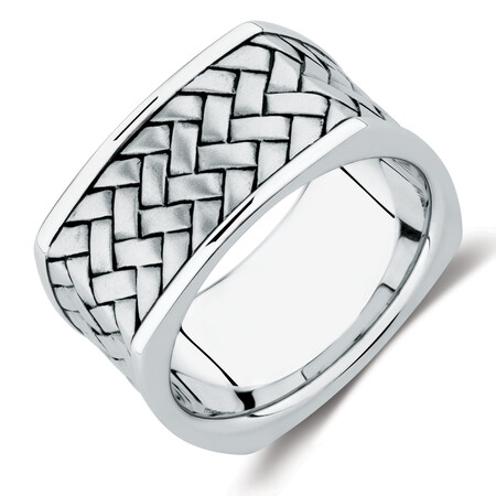 11mm Patterned Ring In Sterling Silver