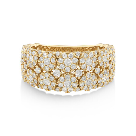 Two Row Ring with 0.90 Carat TW of Diamonds in 10kt Yellow Gold Two Row Ring with 0.90 Carat TW of Diamonds in 10kt Yellow Gold