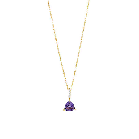 Drop Pendant with Amethyst & Diamonds in 10kt Yellow Gold Drop Pendant with Amethyst & Diamonds in 10kt Yellow Gold