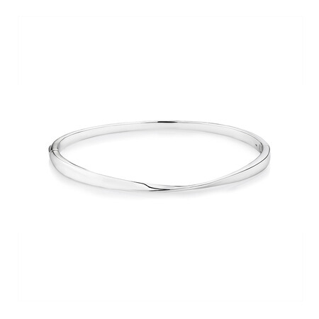 62mm Polished Oval Twist Bangle in Sterling Silver 62mm Polished Oval Twist Bangle in Sterling Silver