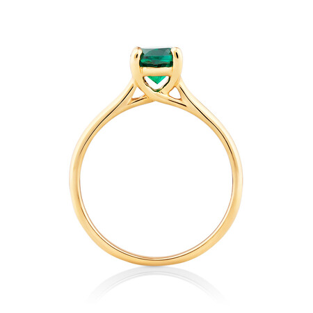 Ring with Created Emerald in 10ct Yellow Gold Ring with Created Emerald in 10ct Yellow Gold