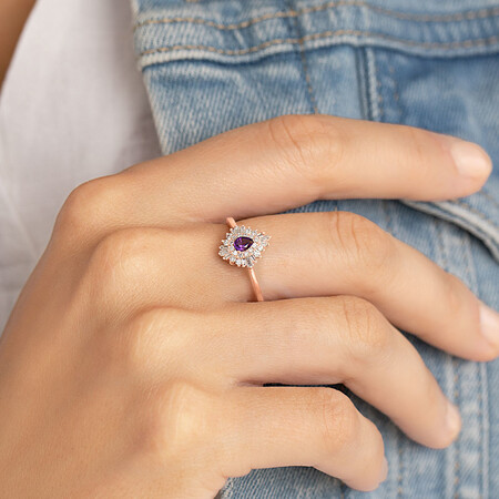Ballerina Ring with Amethyst & 0.25 Carat TW of Diamonds in 10kt Rose Gold Ballerina Ring with Amethyst & 0.25 Carat TW of Diamonds in 10kt Rose Gold