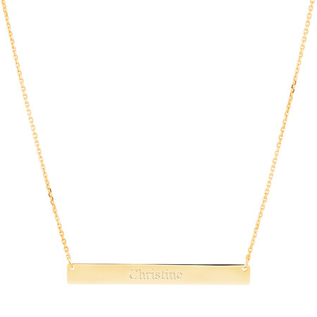 Engravable Bar Necklace in 10kt Yellow Gold Engravable Bar Necklace in 10kt Yellow Gold
