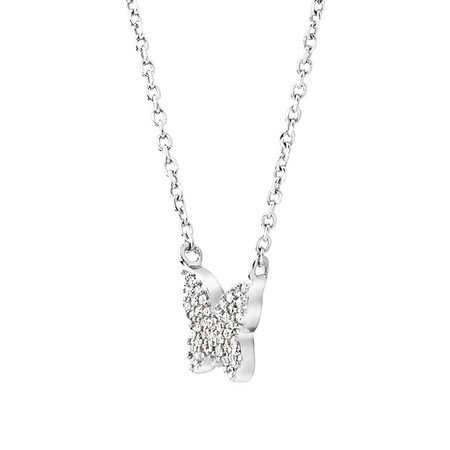 Butterfly Necklace with Diamonds in Sterling Silver Butterfly Necklace with Diamonds in Sterling Silver